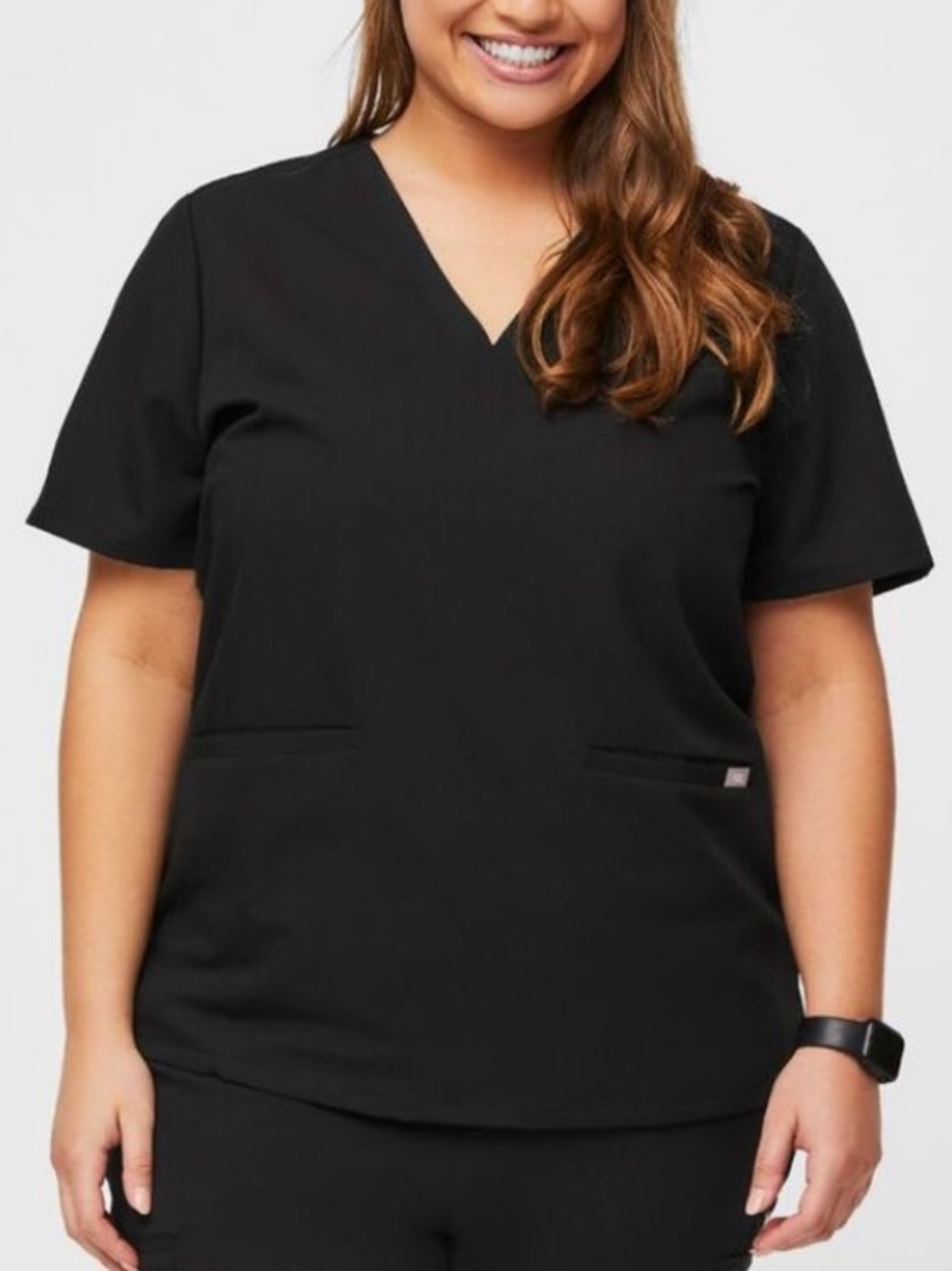 FIGS Casma Technical Collection 2 Pocket V-Neck Scrub Top Black XL Discontinued
